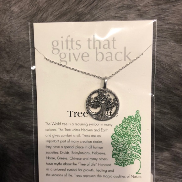 Tree pendant with chain, pewter. - Picture 1 of 1